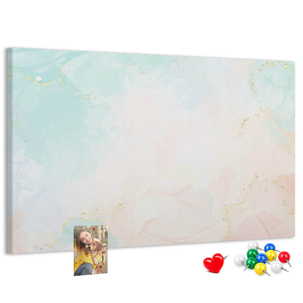 Kurkbord met fijne pastelkleurige stippen en gouden accenten