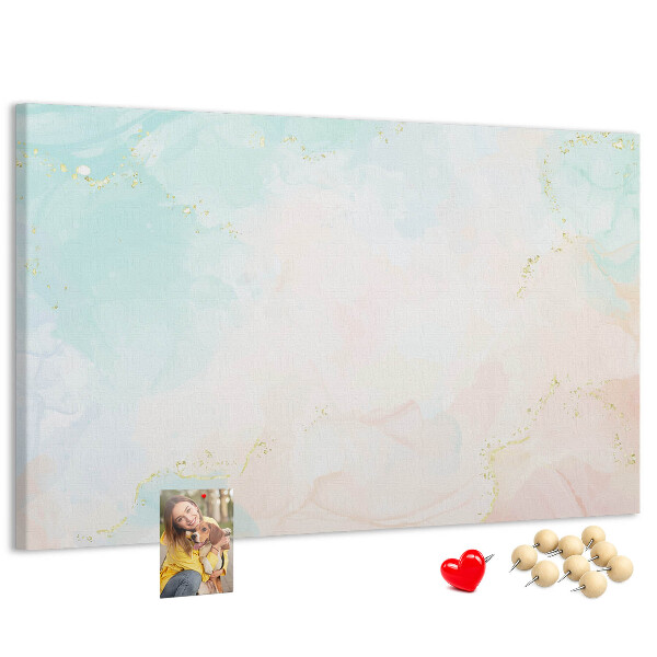 Kurkbord met fijne pastelkleurige stippen en gouden accenten