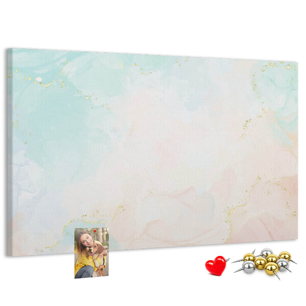 Kurkbord met fijne pastelkleurige stippen en gouden accenten
