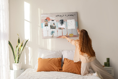 Prikbord weekplanner met een zomers strandthema