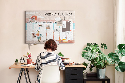 Prikbord weekplanner met een zomers strandthema