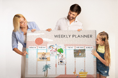 Prikbord weekplanner met een zomers strandthema