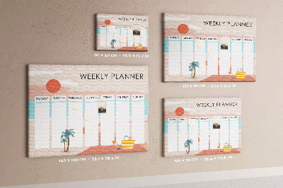 Prikbord weekplanner met een zomers strandthema