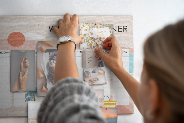 Prikbord weekplanner met een zomers strandthema