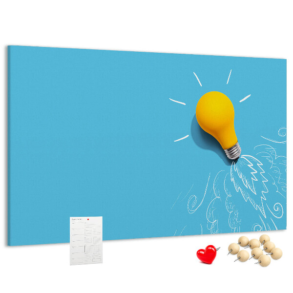 Prikbord met gloeiende lamp met explosie-effect