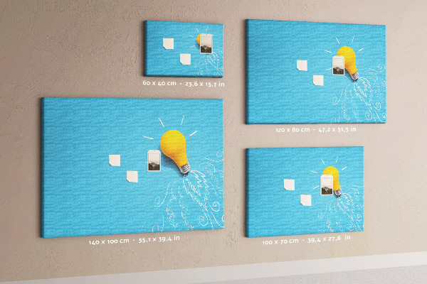 Prikbord met gloeiende lamp met explosie-effect