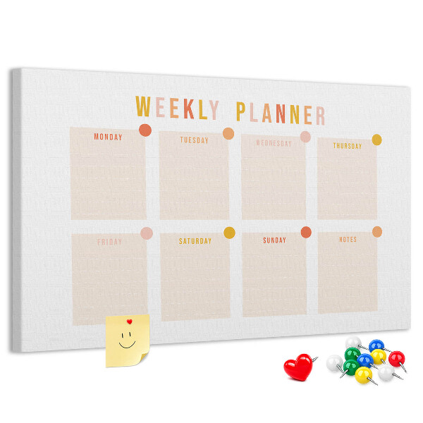 Kurkbord weekplanner in pastelkleuren