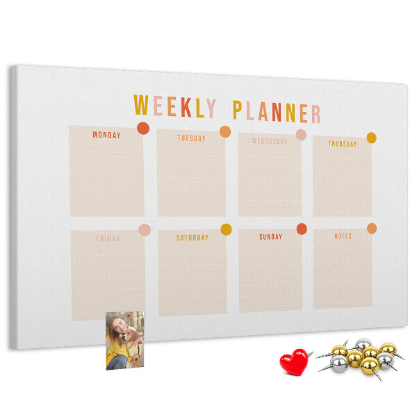 Kurkbord weekplanner in pastelkleuren