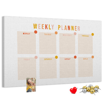 Kurkbord weekplanner in pastelkleuren
