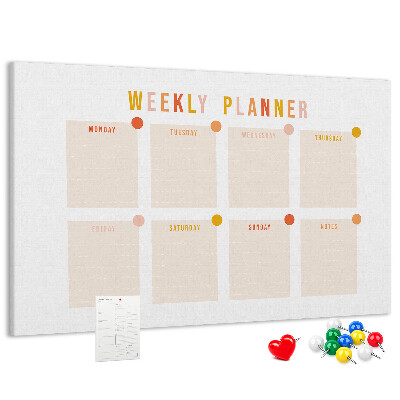 Kurkbord weekplanner in pastelkleuren