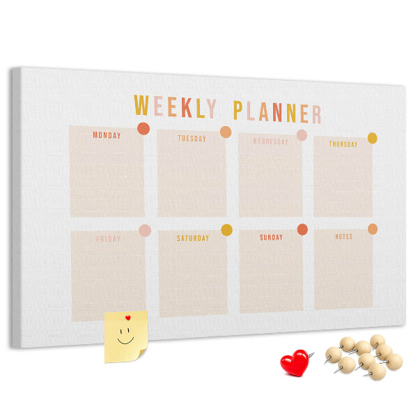 Kurkbord weekplanner in pastelkleuren