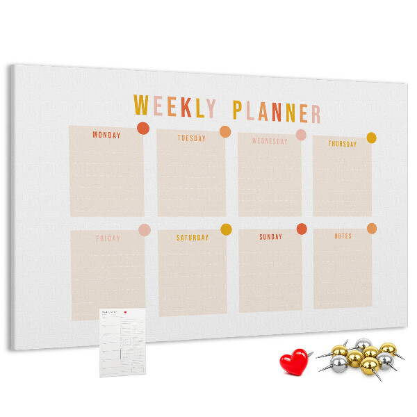 Kurkbord weekplanner in pastelkleuren