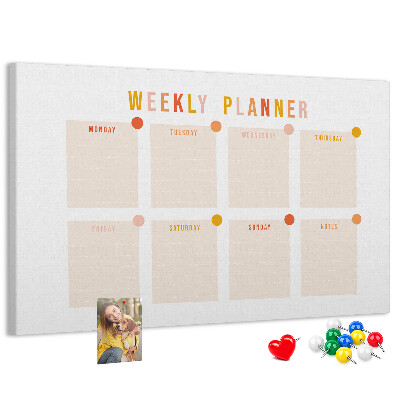 Kurkbord weekplanner in pastelkleuren