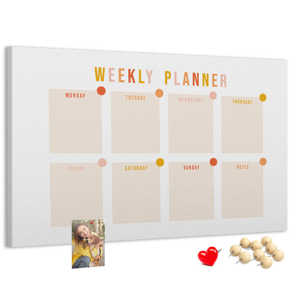 Kurkbord weekplanner in pastelkleuren