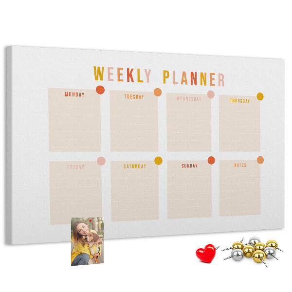 Kurkbord weekplanner in pastelkleuren