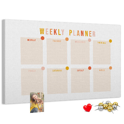 Kurkbord weekplanner in pastelkleuren
