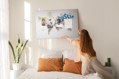 Kurk prikbord wereldkaart met landnamen in kleur