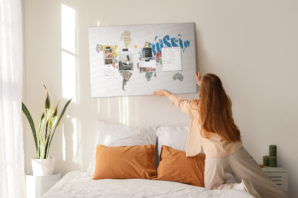 Kurkbord wereldkaart met landnamen