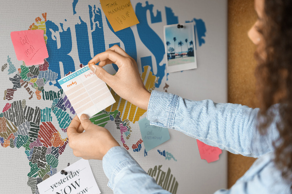 Kurkbord wereldkaart met landnamen