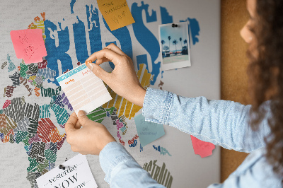 Kurkbord wereldkaart met landnamen