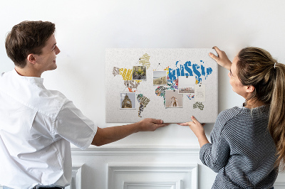 Kurkbord wereldkaart met landnamen