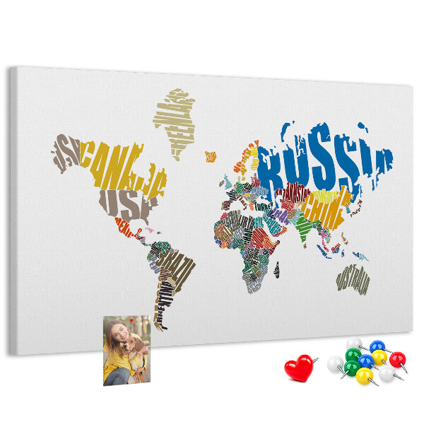 Kurkbord wereldkaart met landnamen