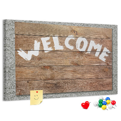 Kurkbord houten welkomstbord met opschrift