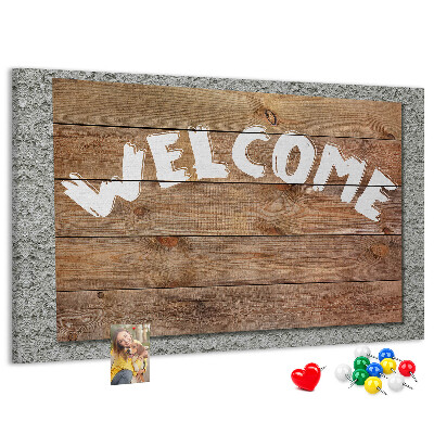 Kurkbord houten welkomstbord met opschrift