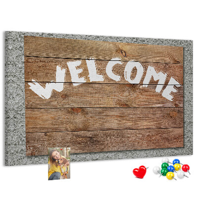 Kurkbord houten welkomstbord met opschrift