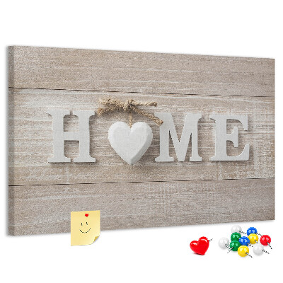Kurkbord stijlvol met HOME-opschrift en hartje