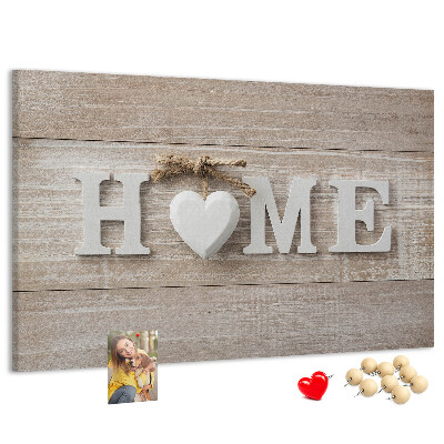 Kurkbord stijlvol met HOME-opschrift en hartje