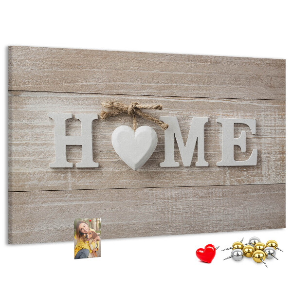 Kurkbord stijlvol met HOME-opschrift en hartje