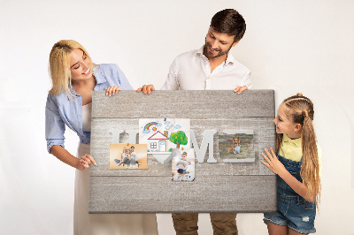 Kurkbord stijlvol met HOME-opschrift en hartje