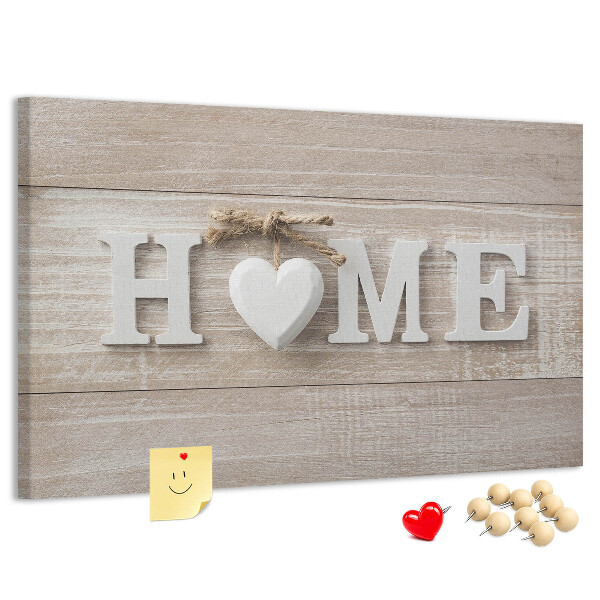 Kurkbord stijlvol met HOME-opschrift en hartje