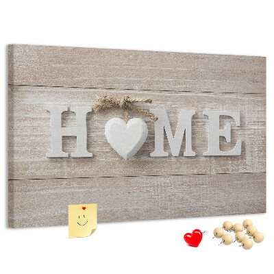 Kurkbord stijlvol met HOME-opschrift en hartje