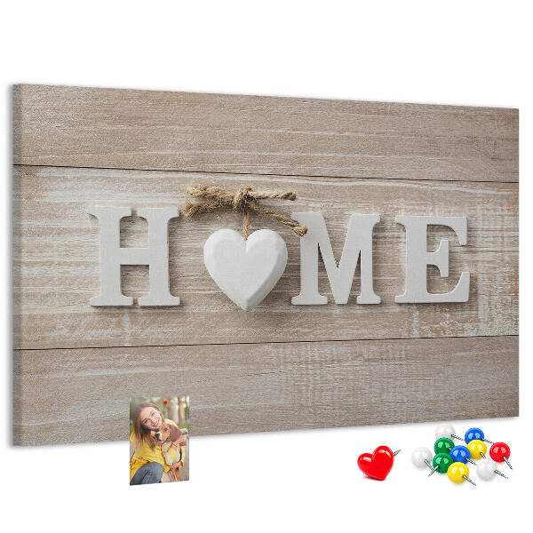 Kurkbord stijlvol met HOME-opschrift en hartje