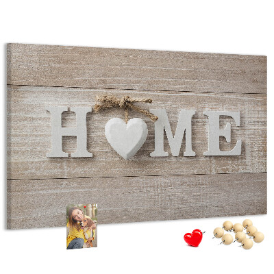 Kurkbord stijlvol met HOME-opschrift en hartje
