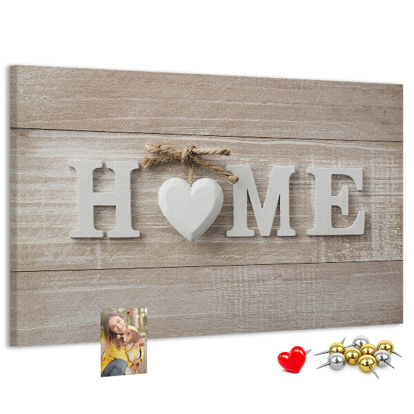 Kurkbord stijlvol met HOME-opschrift en hartje