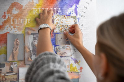 Kurk prikbord wereldkaart in aquarel-stijl
