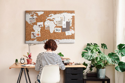 Kurkbord wereldkaart inclusief speldjes