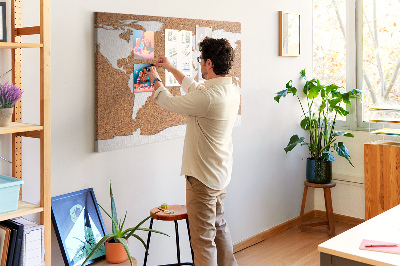 Kurkbord wereldkaart inclusief speldjes