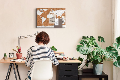 Kurkbord wereldkaart inclusief speldjes