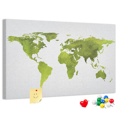 Kurkbord wereldkaart in aquarel-stijl