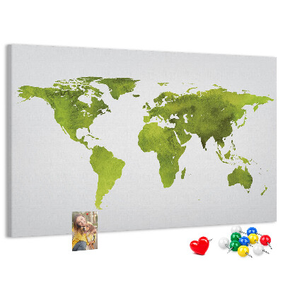 Kurkbord wereldkaart in aquarel-stijl