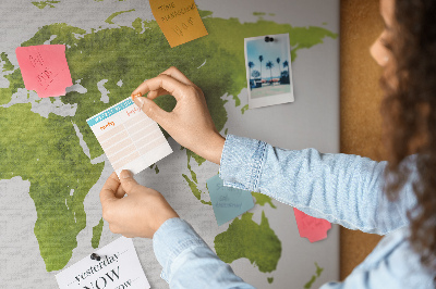 Kurkbord wereldkaart in aquarel-stijl