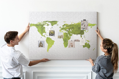 Kurkbord wereldkaart in aquarel-stijl