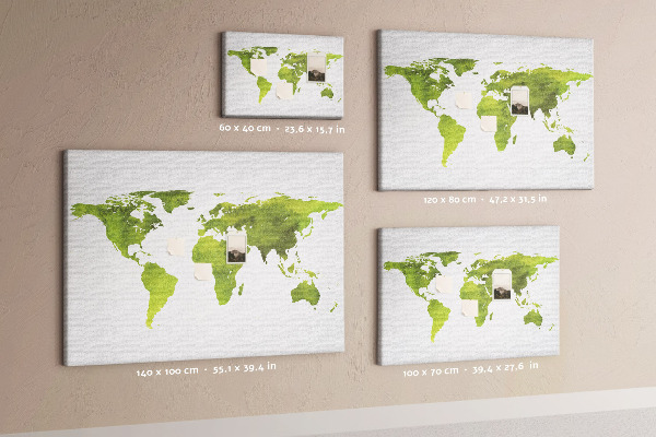 Kurkbord wereldkaart in aquarel-stijl