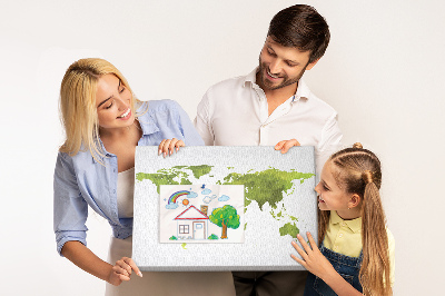 Kurkbord wereldkaart in aquarel-stijl
