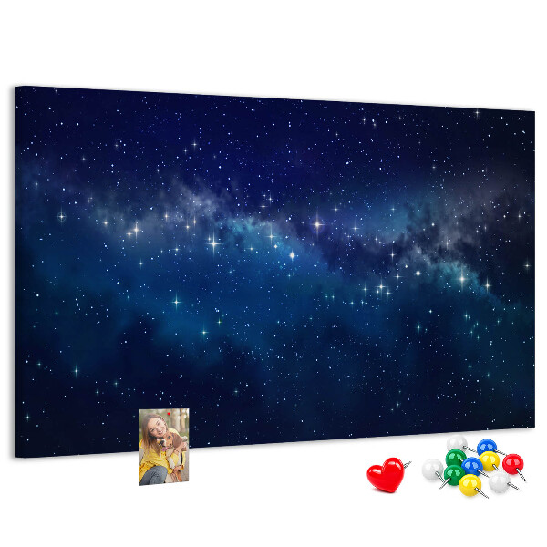 Prikbord met een kosmische ruimte en fonkelende sterren