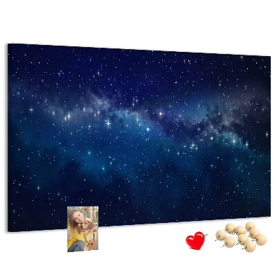 Prikbord met een kosmische ruimte en fonkelende sterren